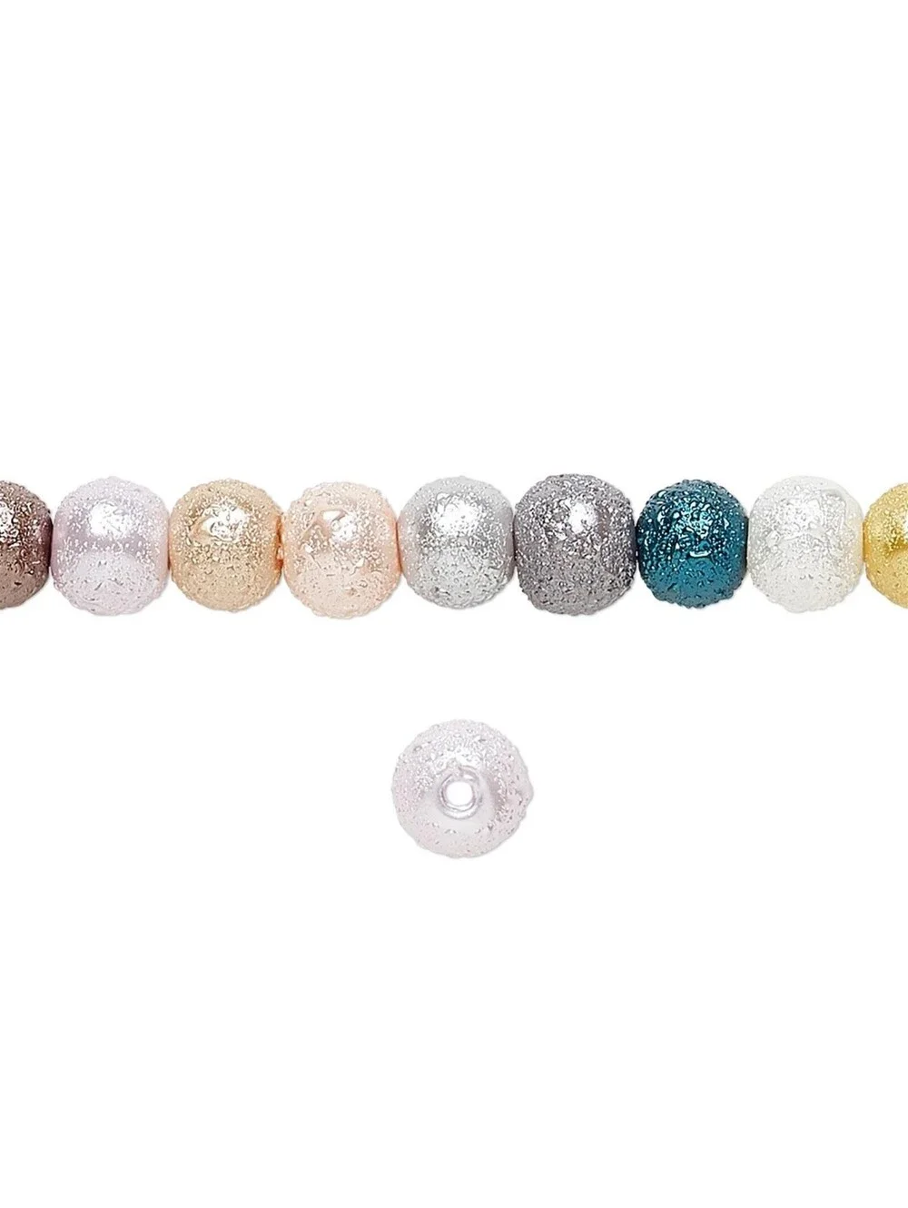 Mixed Colors Bumpy Textured 6mm Round Glass Pearls 16
